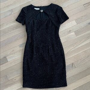 London Times Black Mini Dress with Sparkle Detail
